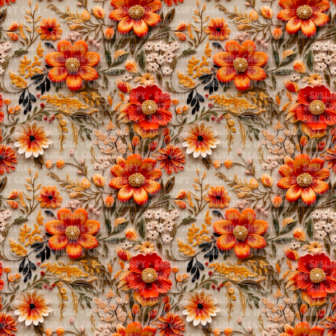 embroidered poppies