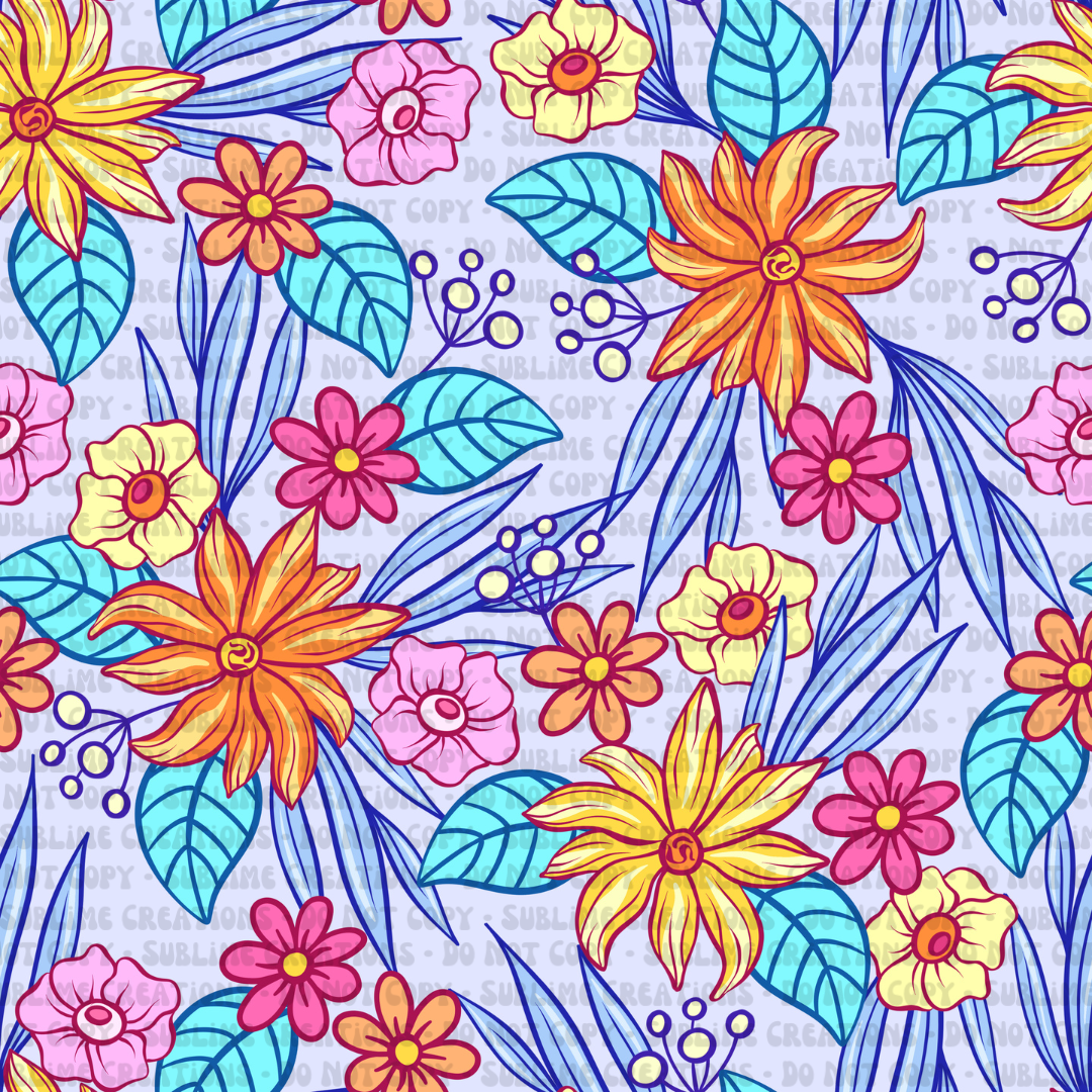 tropical flower doodles