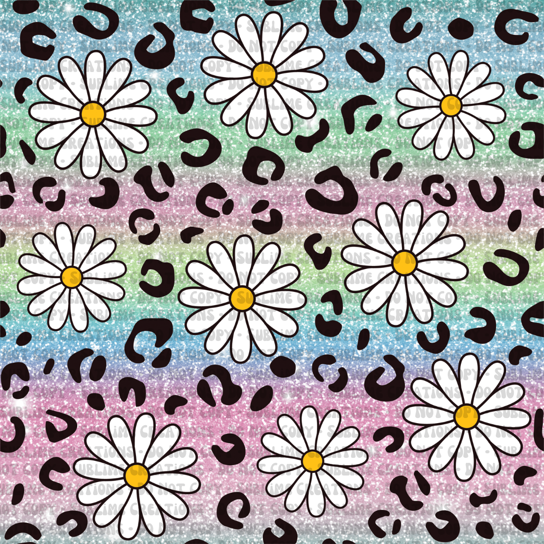 leopard daisies on glitter