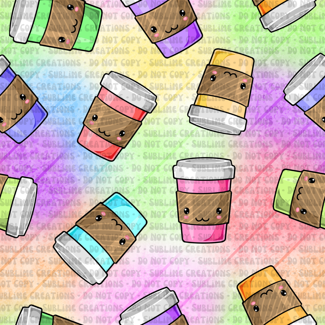 rainbow coffee cups
