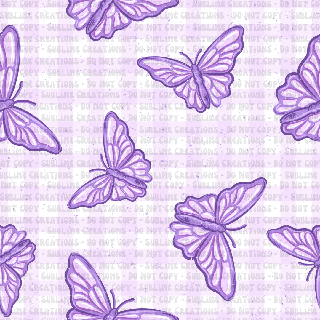 purple gingham butterflies