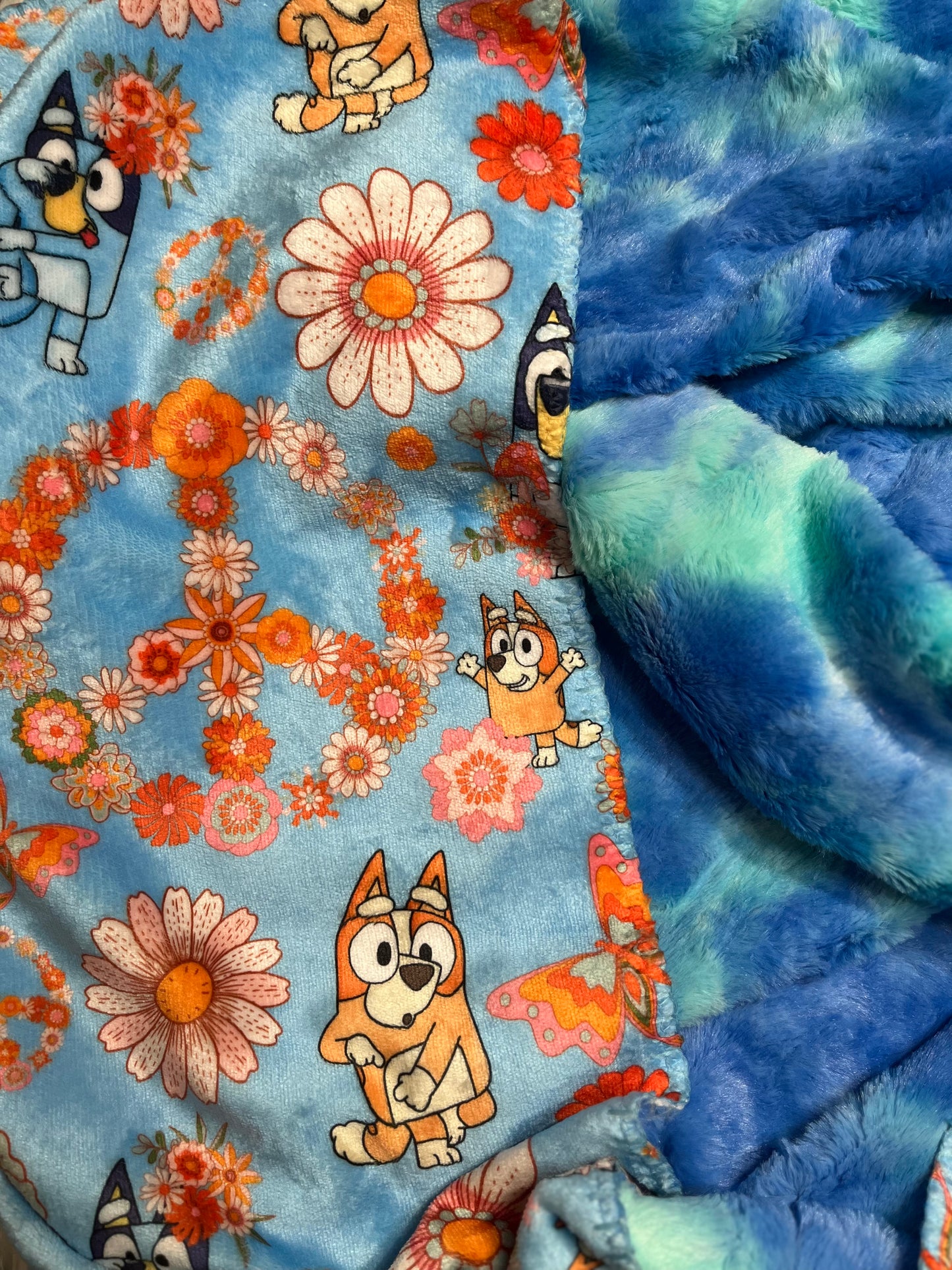 50x60 Fur back blanket- ocean blue