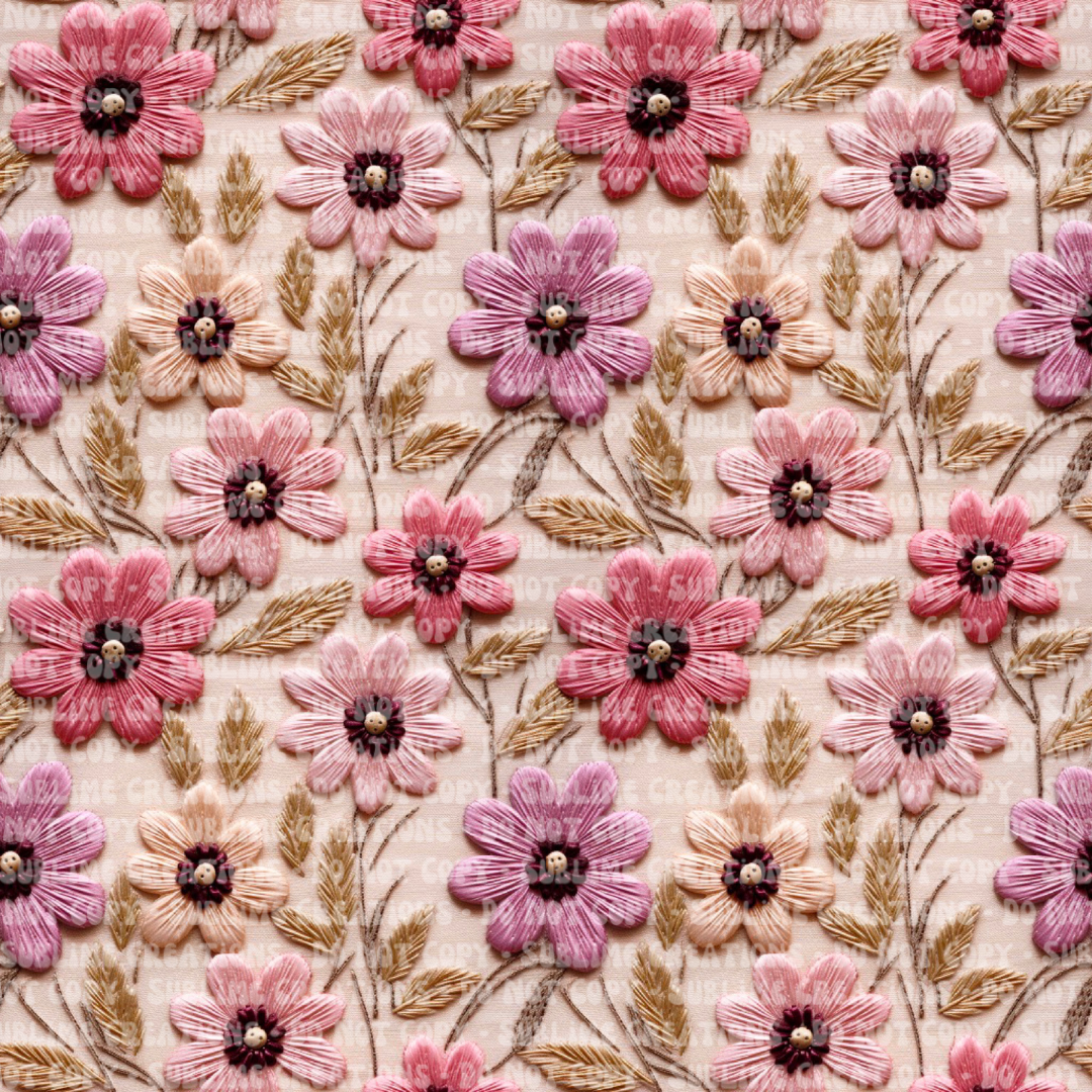 embroidered pink fields