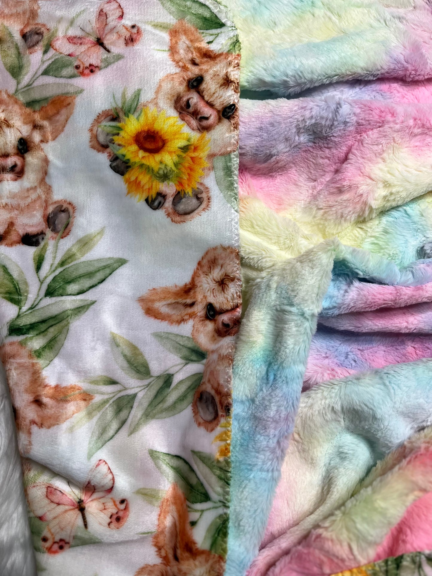 50x60 Fur back blanket- unicorn