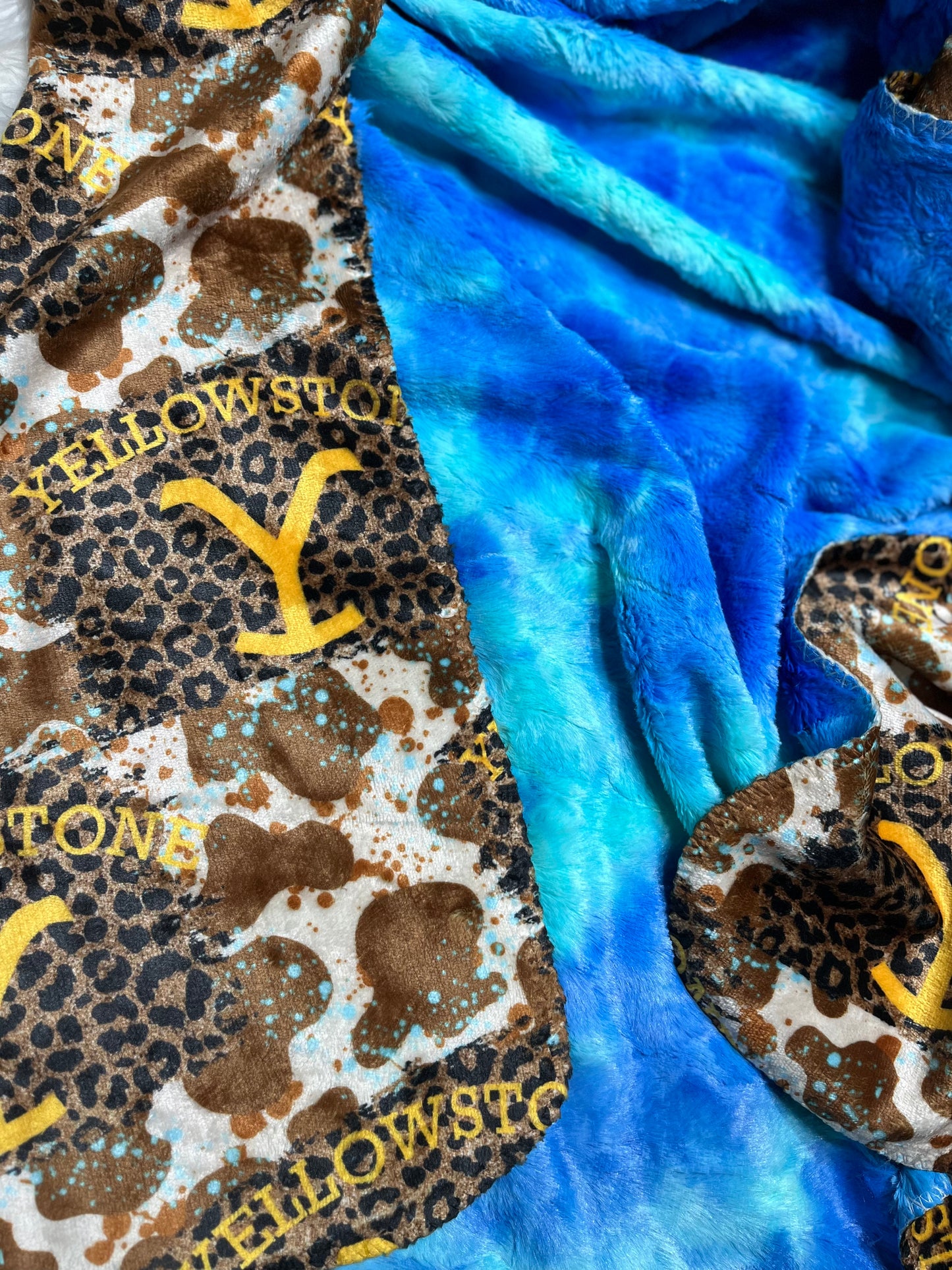 50x60 Fur back blanket- ocean blue