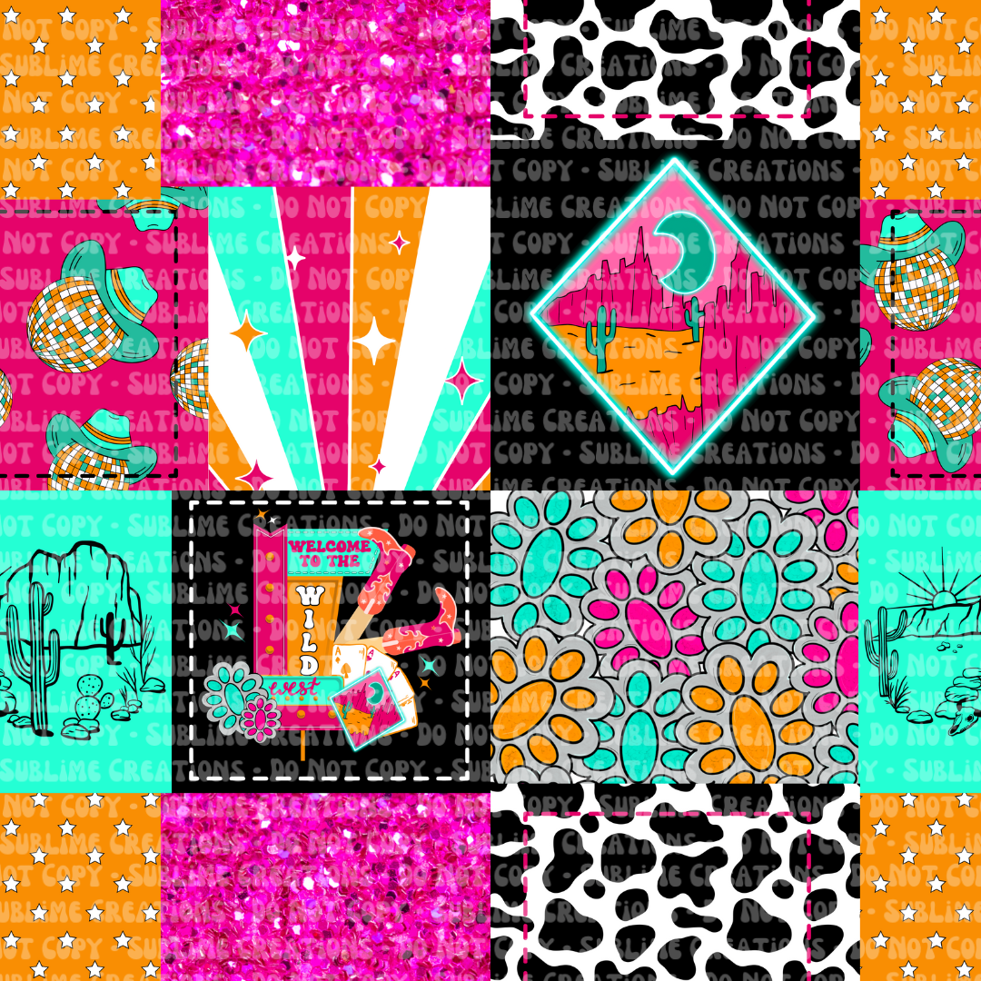 neon cowgirl patchwork