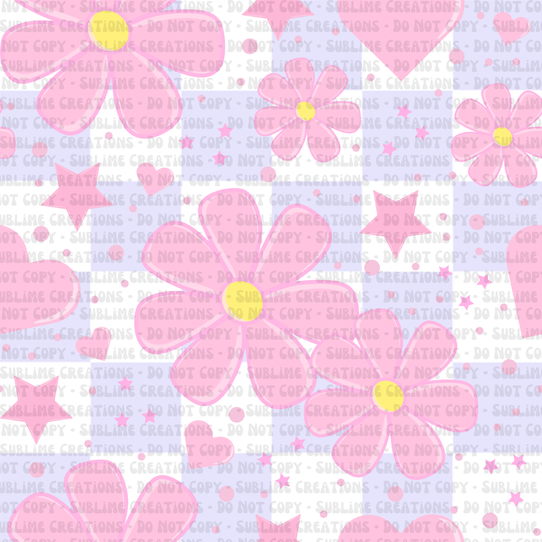 girly floral on checkers