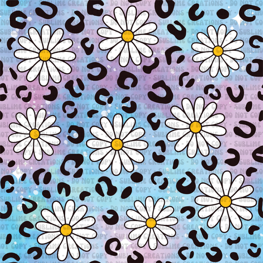 leopard daisies on watercolor