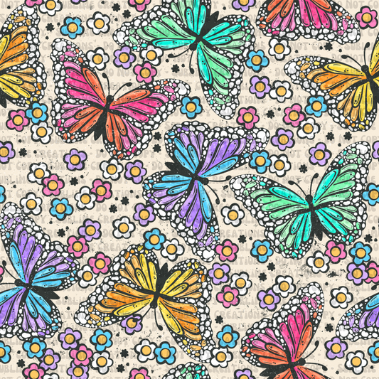 rainbow butterflies on cream