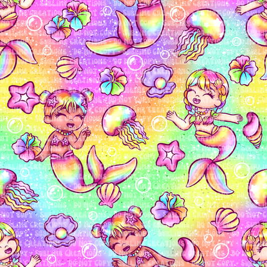 rainbow mermaid friends