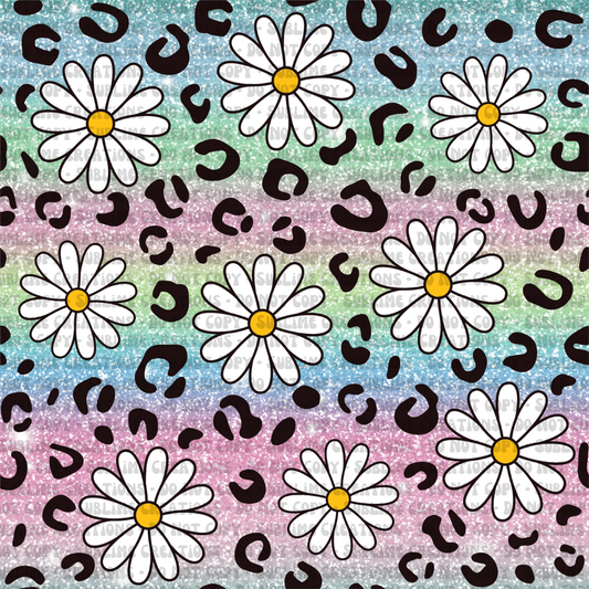 leopard daisies on glitter