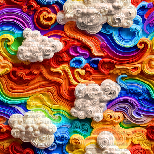 rainbow fabric clouds