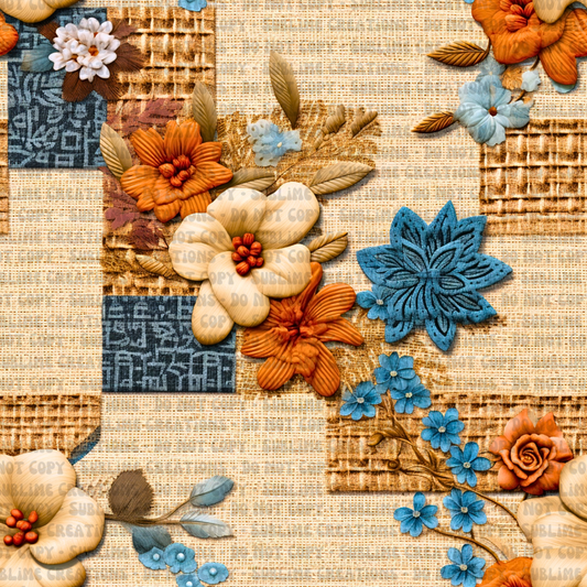 embroidered floral patchwork
