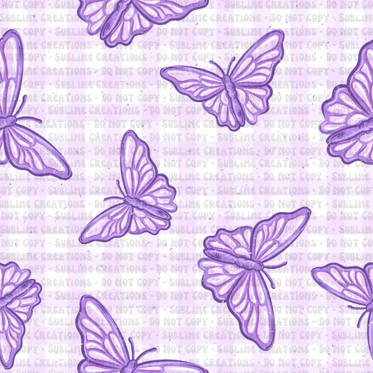purple gingham butterflies