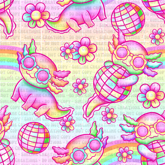 retro rainbow axolotl