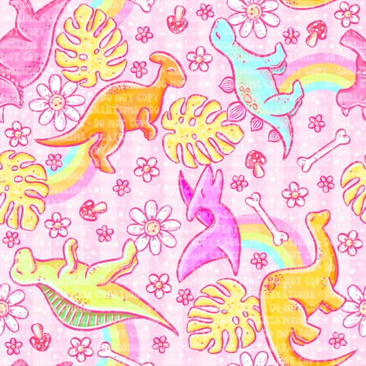 neon rainbow dinos