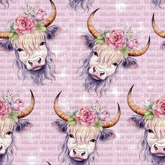 floral highland cows