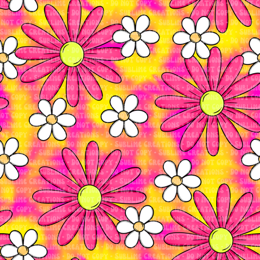 bright floral on tie dye